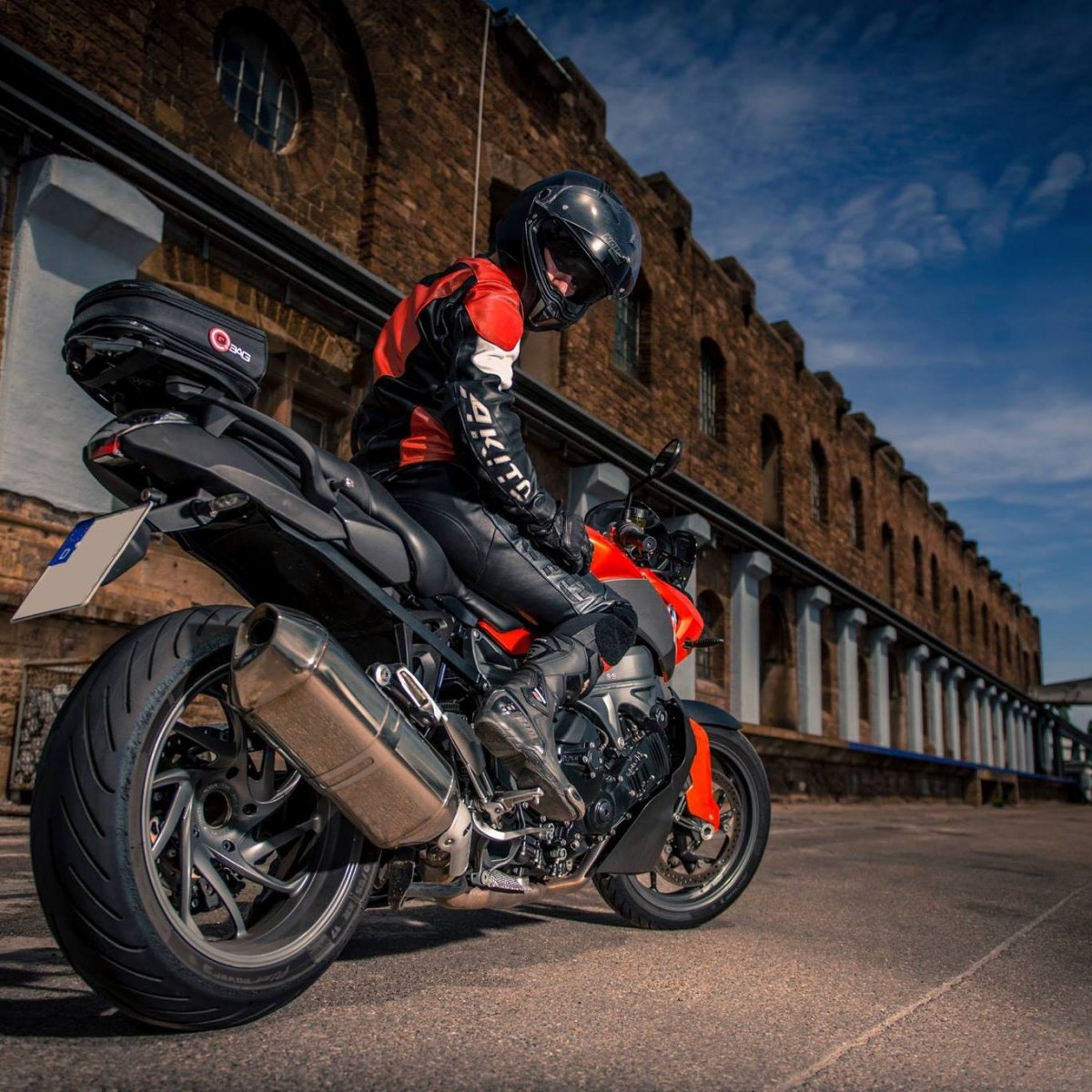 Motorcycle in an architectural setting